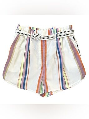 Lemlem x H&M by Liya Kebede Multicolor Striped Belted Paper Bag Shorts — Size XL